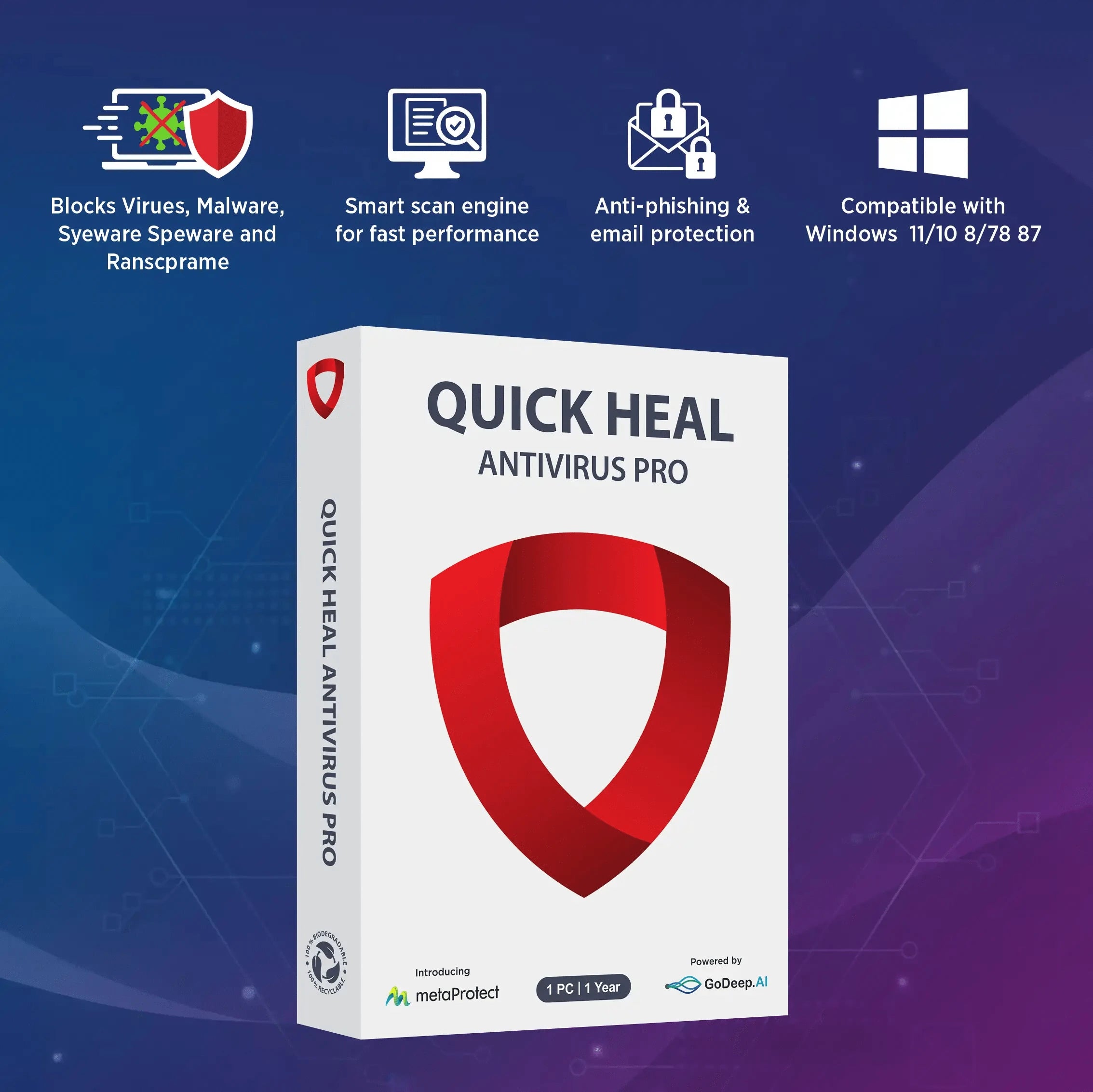 Quick Heal Antivirus Pro 1 PC 1 Year (1 User) – Instant Email & WhatsApp Delivery