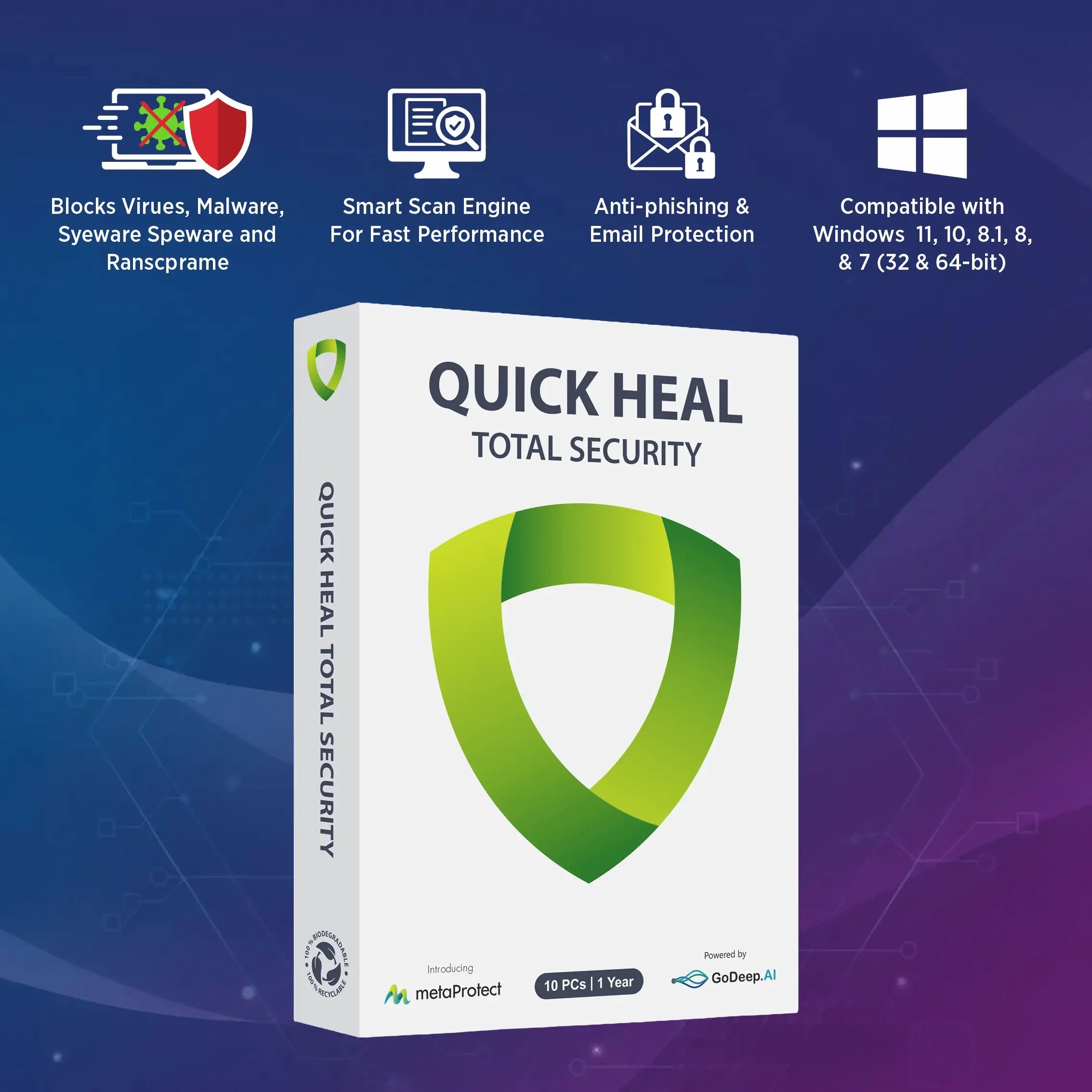 Quick Heal Total Security - 10 PC 3 Years | Instant Email & WhatsApp Delivery (Cash on Delivery)