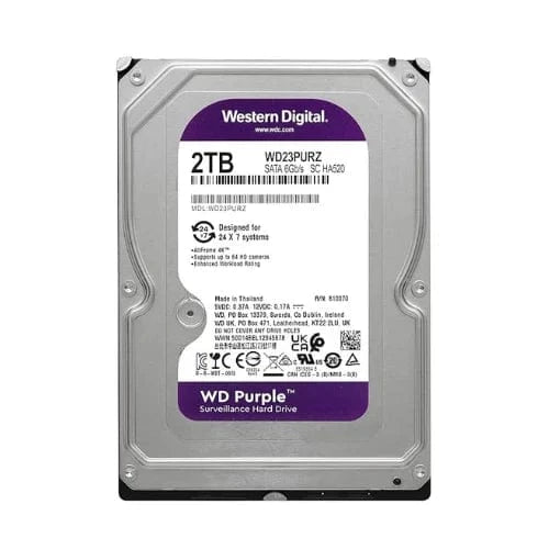Western Digital WD Purple Surveillance 2 TB Hard Drive, 3.5" SATA for CCTV DVR/NVR | 24x7 Reliability