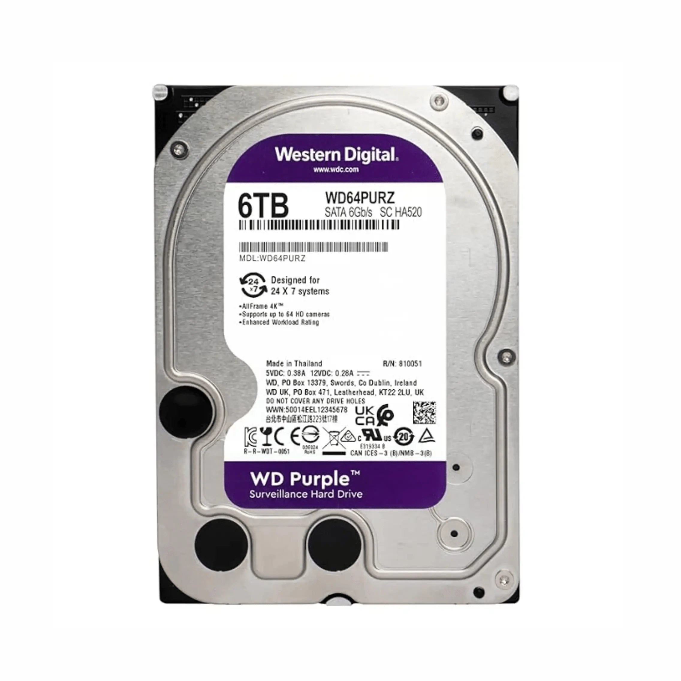 Western Digital WD Purple 6TB surveillance hard drive for DVR and NVR systems