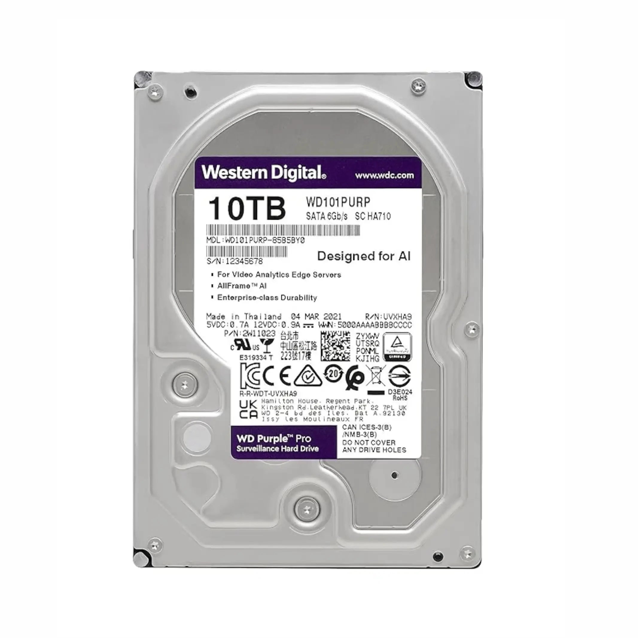 Western Digital WD Purple Pro 10TB surveillance hard drive for DVR and NVR systems