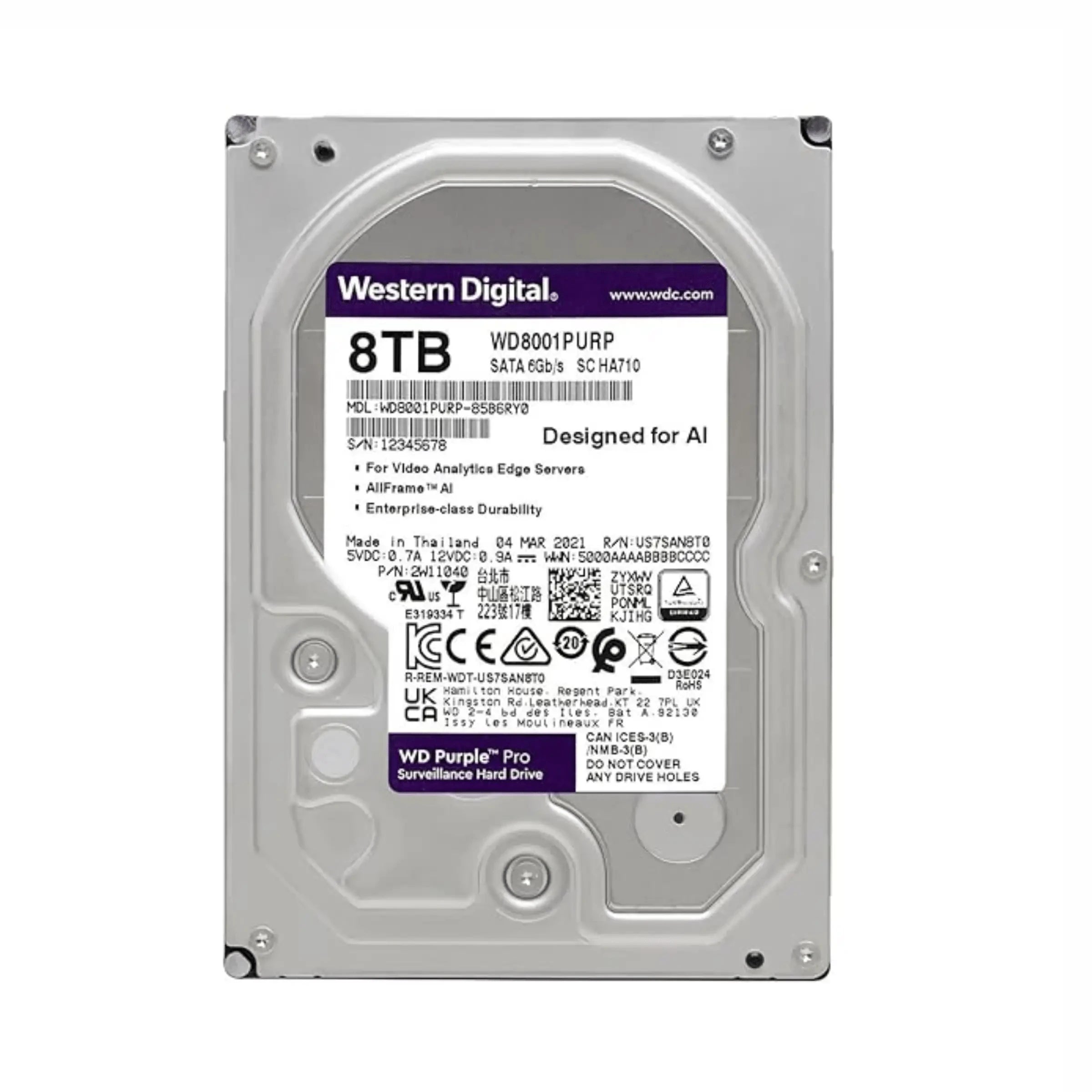 Western Digital WD Purple Pro 8TB surveillance hard drive for DVR and NVR systems