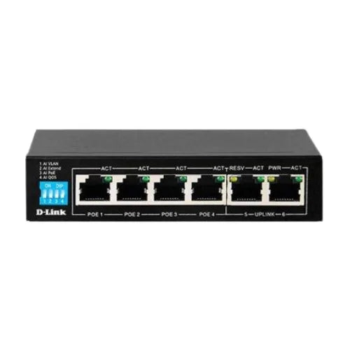 D-Link DES‑F1006P‑E – 6‑Port 10/100 Long‑Reach PoE+ Surveillance Switch