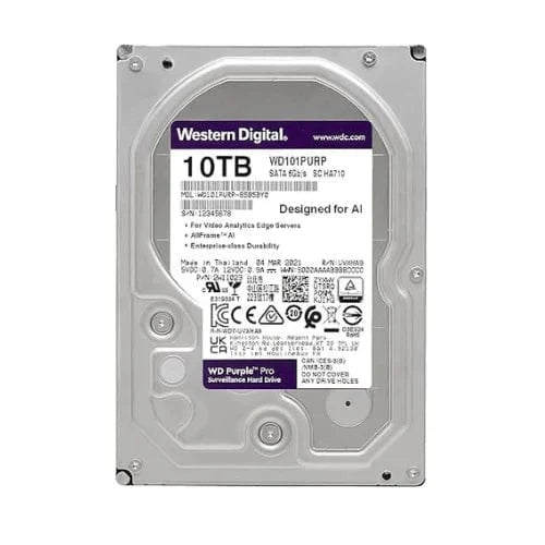 Western Digital WD Purple Surveillance 10 TB Hard Drive, 3.5" SATA for CCTV DVR/NVR | 24x7 Reliability